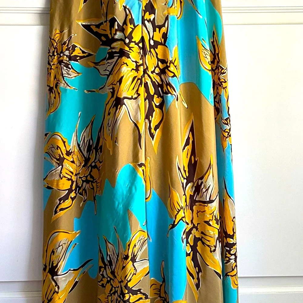 🧡🩵Karma Highway Boho Embellished Mirror Work Halter Maxi Dress Floral OS 🤎🪞 - Picture 5 of 10